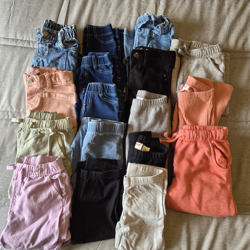 Kids Pull-On Joggers and Sweatpants Set - Coral, Pink, Black, Gray, Blue, Green